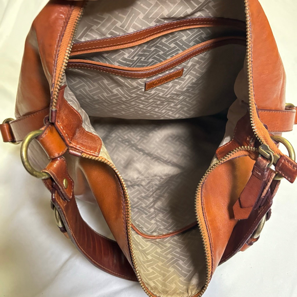 Cole Haan Village Leather Hobo Shoulder Bag Large Purse Brown Woven Strap - Picture 16 of 16